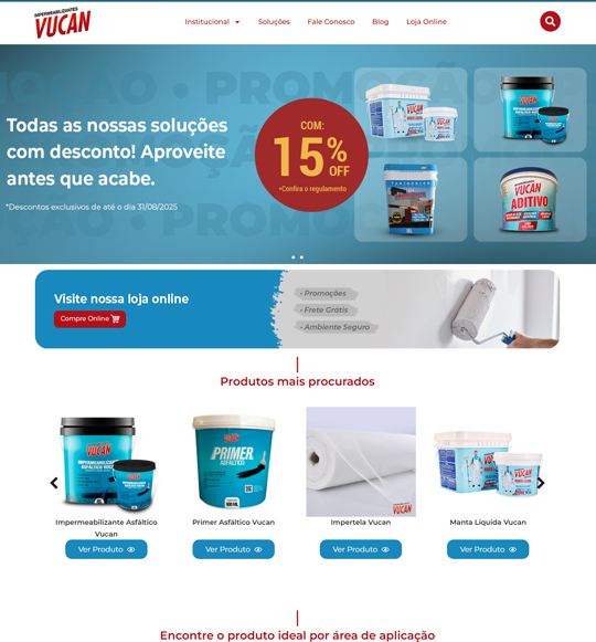 Cliente/Empresa Fábricante e Distribuidora de Produtos para Impermeabilização (Linha Completa Vucan) sediada em Vitória da Conquista